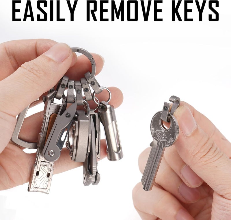 KeyUnity مشبك مفاتيح كارابيني من التيتانيوم، حامل مفاتيح EDC سريع الإطلاق مع حلقة مفاتيح - Image 3